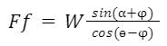 The effort needed in the presence of friction Ff
